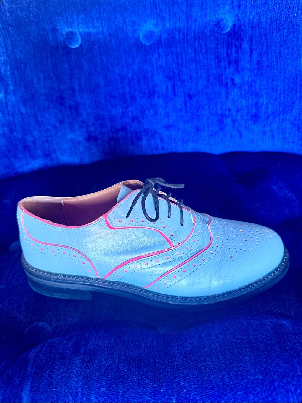 Embassy London “Brick Lane” Light Blue Leather Oxfords with Pink Accents • EU 39 - Picture 4 of 6